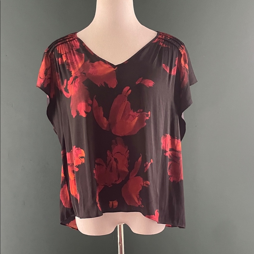 Floral Black and Red Women's Top